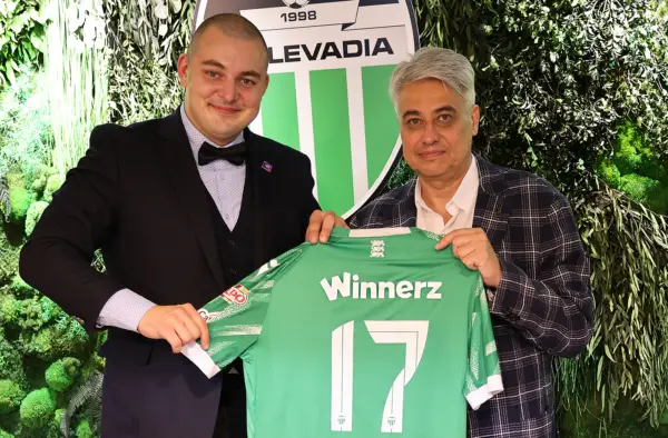 FCI Levadia partners with Winnerz, showcasing their logo on team jerseys front and back.